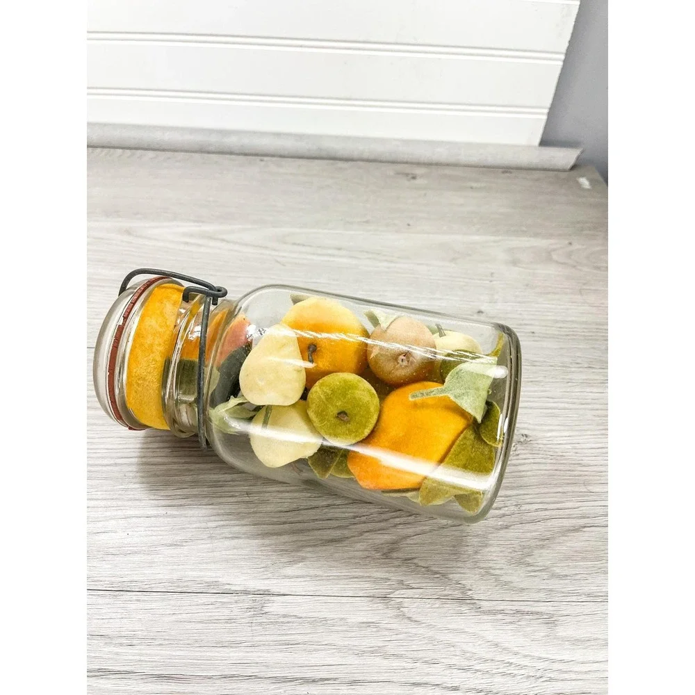 Vintage Glass Vegetable Jar - Flocked Vegetables